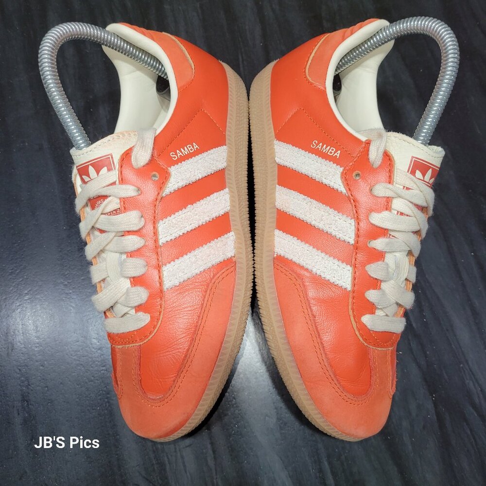 Adidas Samba OG Originals Women's Collegiate Orange & Cream White Gum Sneakers - Picture 7 of 16